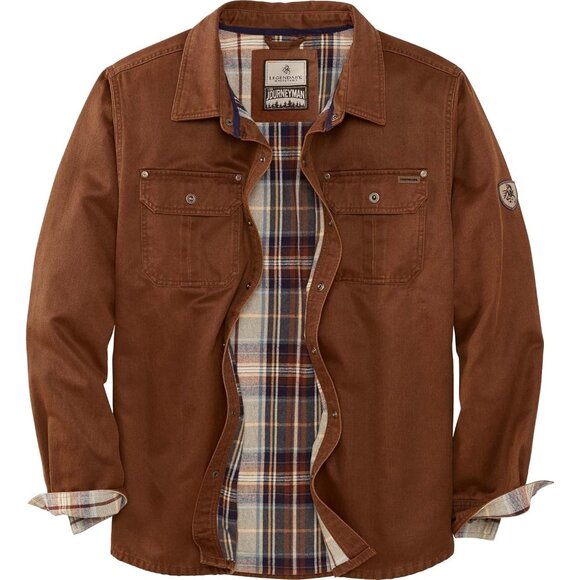 Mens Copper Rust Whitetails Flannel Lined Shirt Jacket Waxed Cotton Water Resis - Picture 1 of 4